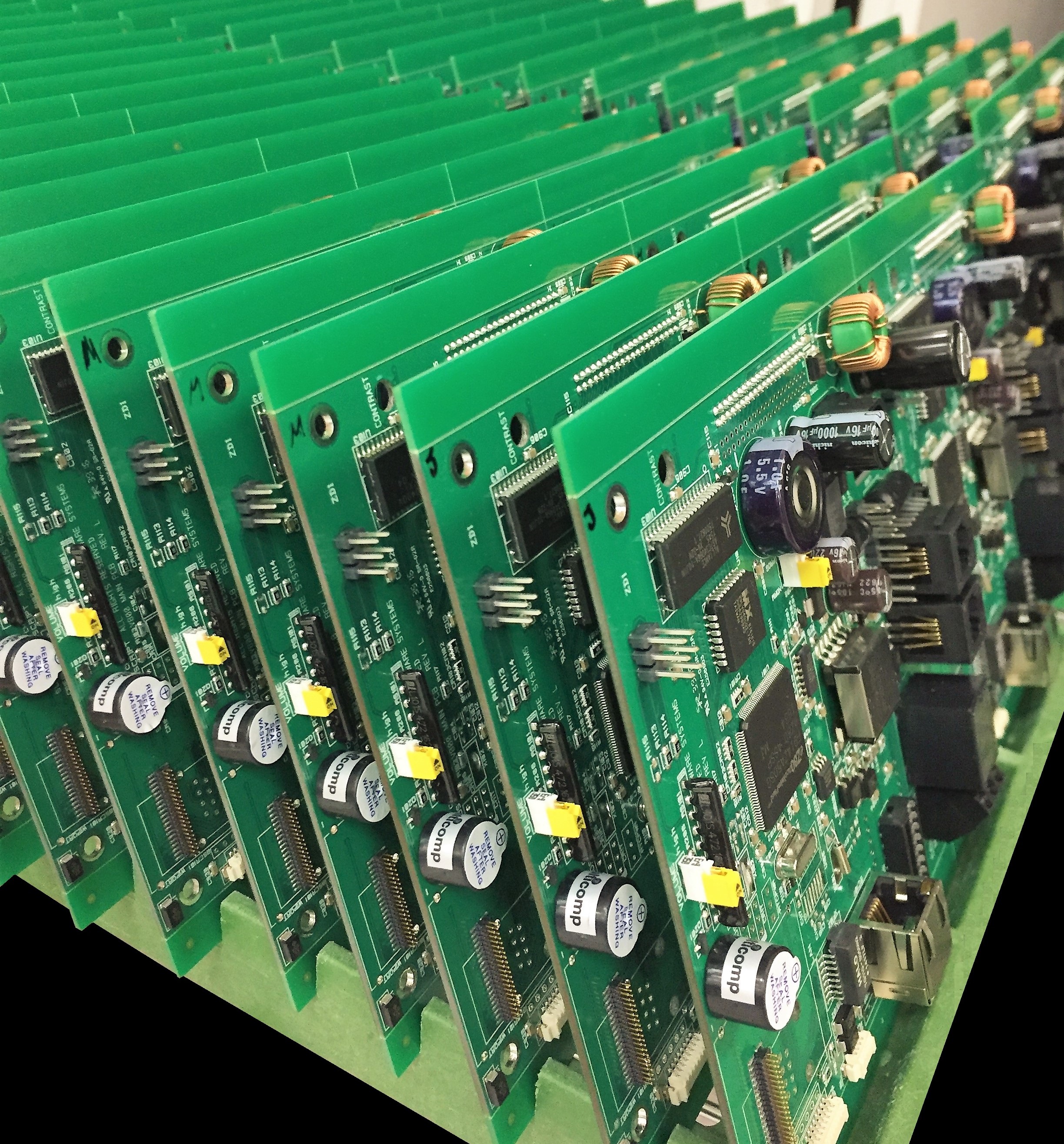 row of pcb's 